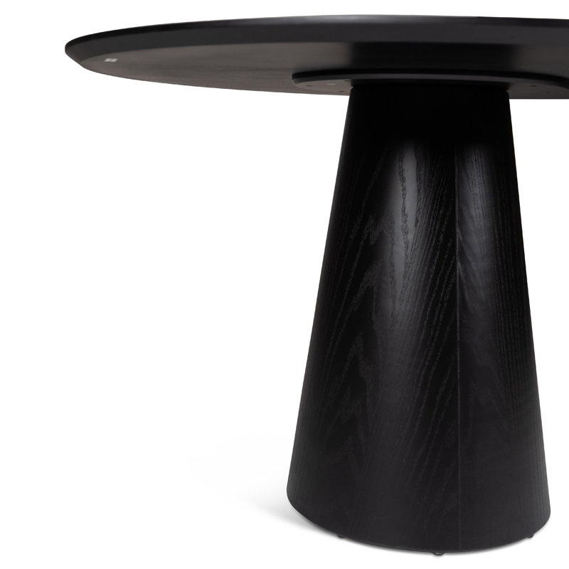 Modern Brazilian Mona Wooden Top Round Dining Table, Ebano