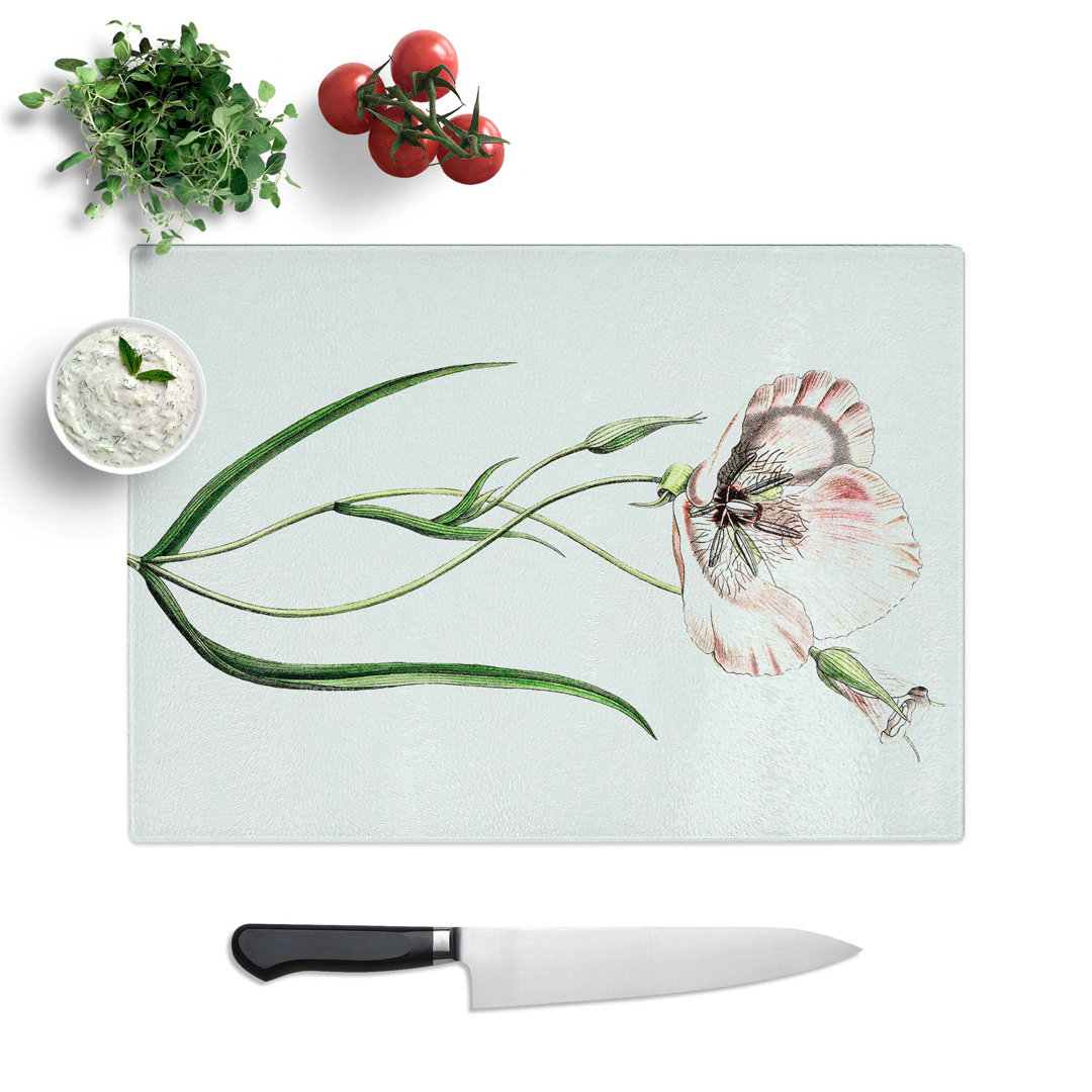 Tempered Glass Mariposa Lily Flowers Chopping Board