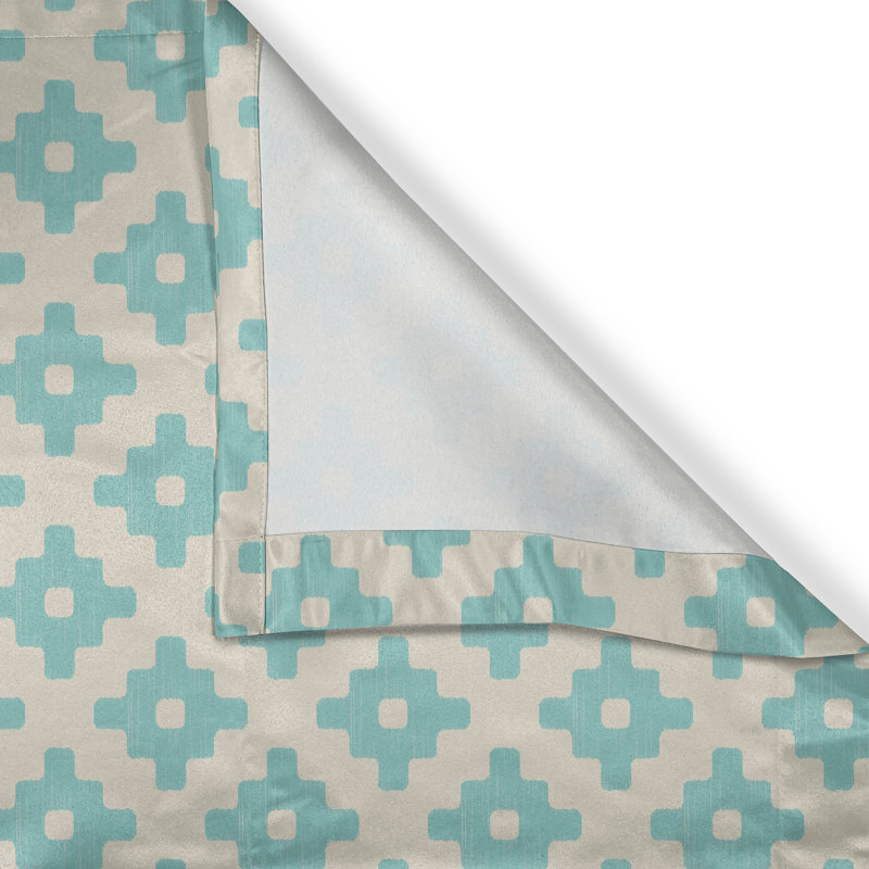 Rideau de fenêtre décoratif à 2 panneaux Latitude Run® Turquoise, 50 po x 96 po, turquoise et beige, L 50 po x L 108 po