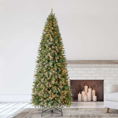 Home Heritage 10 Foot Mahogany Pine Cashmere Prelit Christmas Tree With Lights