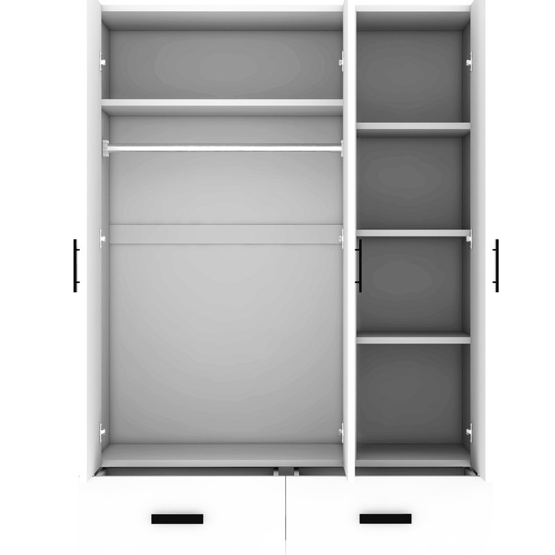 Armoire blanche avec tringle et compartiments de rangement - choix pratique