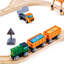 Hape: Ensemble de croisement et grue - cour de cargaison de train en bois 32pc, trains de liaison magnétique, grue pour saisir et déplacer la cargaison, accessoires, enfants de 3 ans et plus