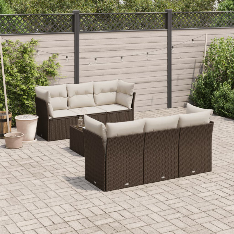 Ensemble de canapé de patio Vidaxl en rotin de polyester et verre trempé