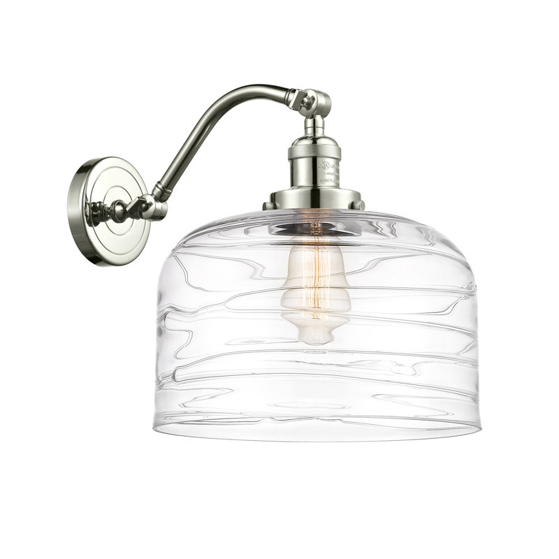 Applique murale 1 lumière 12 po Bell, Plaqué couleur fumée, Nickel poli, Ampoule non incluse
