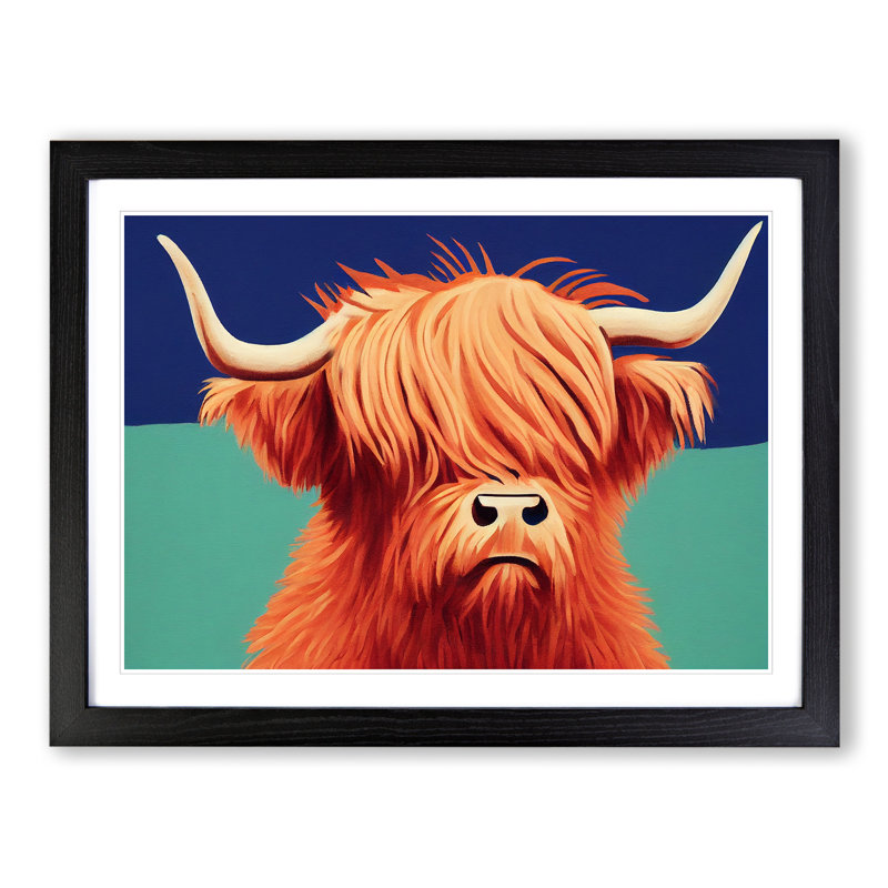 Highland Cow - Single Picture Frame Print, Black, 25cm H x 34cm W x 2cm D