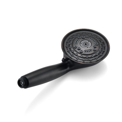 Pomme de douche à main avec système de douche Pentagon - Simule les averses de pluie naturelles vers l'extérieur, jet autonettoyant, forme murale, bronze huilé éblouissant, acier inoxydable produit et signifiant