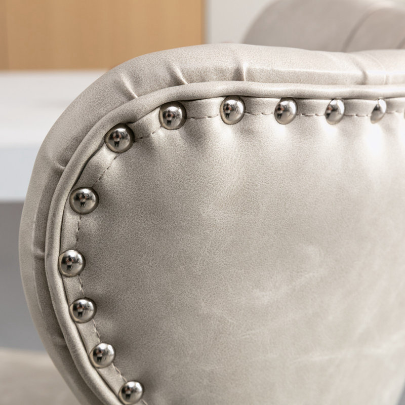 Tabourets pivotants en polyuréthane avec siège réglable et dossiers capitonnés en hauteur, Beige