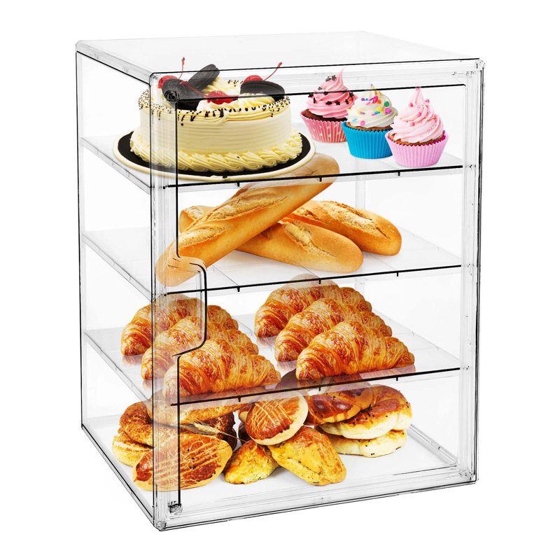 Vitrine à pâtisserie, boîte à pain pour comptoir de cuisine, boîte à pain réglable à 4 couches, boîte à pain de grande capacité pour pains maison, muffins, contenant de rangement pour bagels, paquet de 1 porte-pain