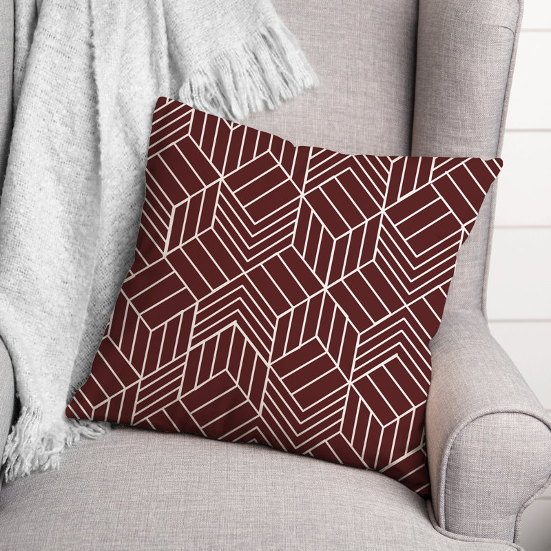  Coussin décoratif géométrique intérieur / extérieur en polyester, H 18 po x l 18 po, Marron