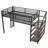 Loft Bed With Desk And Storage Stairs, Metal Loft Beds With LED Lights, USB Ports, Multifunctional Iron Nets, No Spring Box Needed And Noise-Free, Black-692708230
