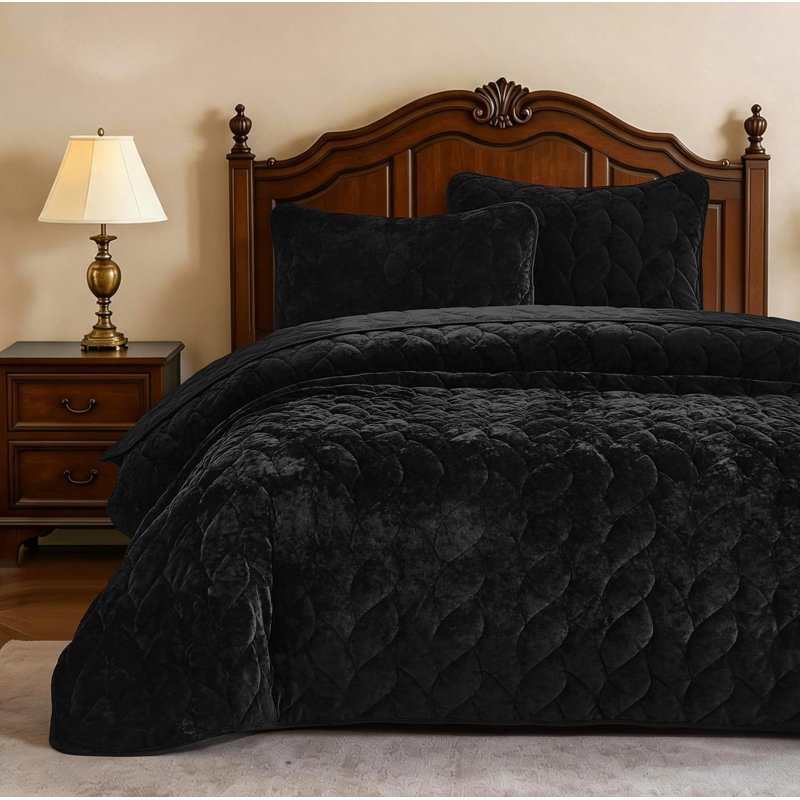 Ensemble de courtepointe Aspen Luxury, Très grand lit, Noir