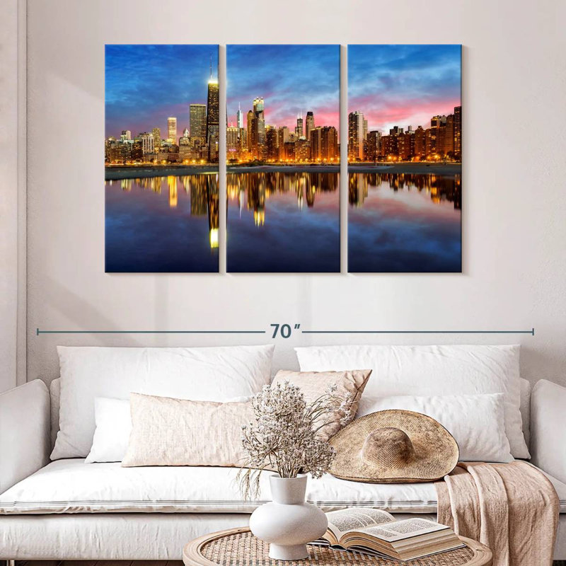 Hannes, lumières de l'horizon de Chicago, H 32 po x l 50 po