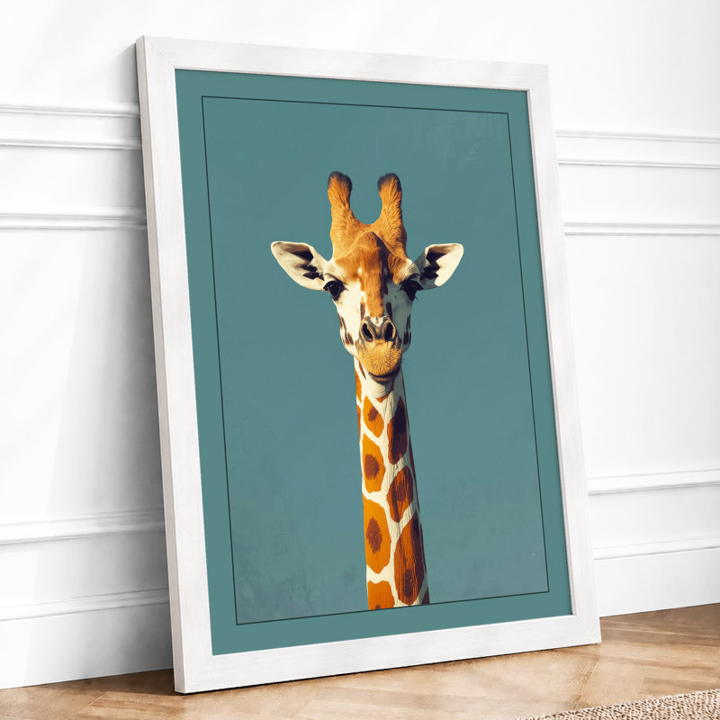 Forward Giraffe Modern - Framed Print, A4 - 29.7 x 21.0 cm, White