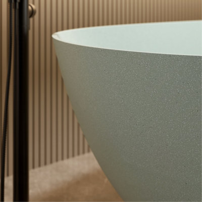 57'' Freestanding Bathtub Resin Stone Soaking Bathtub Solid Surface Modern Tubs With Overflow And Pop-Up Drain