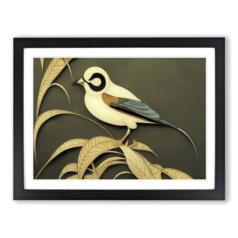 Evocative Bird Deco - Framed Print, Black, 46cm H x 64cm W x 2cm D
