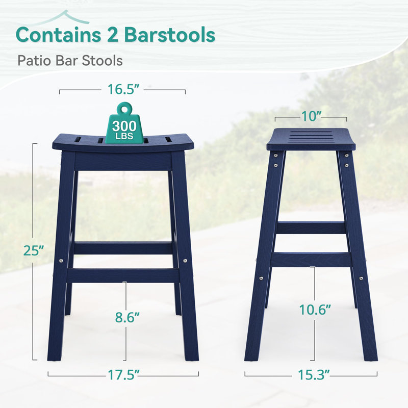 Outdoor Bar Stools Set Of 2, Navy