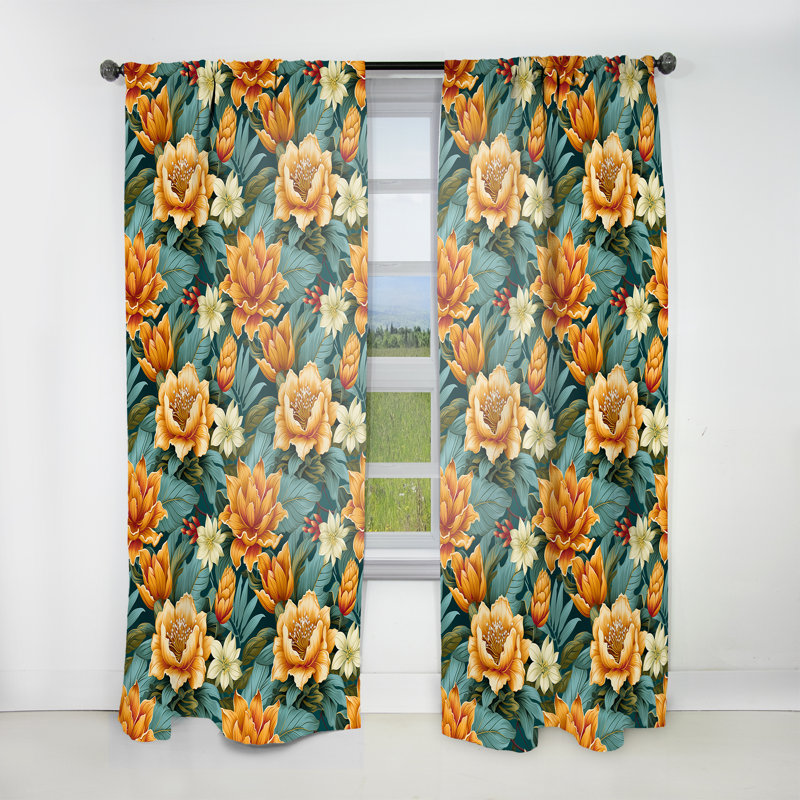 Pineapple Serenity - motif tropical II - rideau à motif floral - obscurcissement de la pièce en velours - 1 panneau