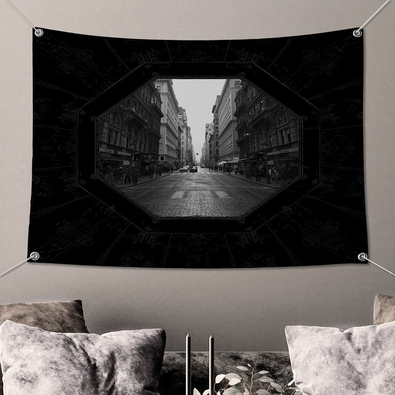 Tapisserie murale monochrome - art mural, H 104 po x 88 avec 4 œillets