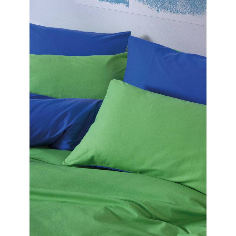 100% Cotton Ranforce Single Quilt Cover Set, Green & Blue | Includes Duvet Cover (63 x 87), Fitted Sheet (39 x 79 + 11.8), Pillowcase (20 x 28) | Machine Washable, Reactive Printing, Button Closure