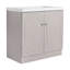 Meuble-lavabo autoportant avec lavabo en résine et 4 portes d'armoire, meuble-lavabo