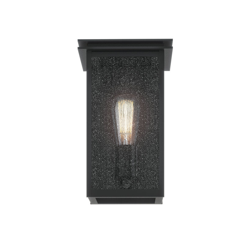 1-Light Outdoor Wall Light with Clear Seeded Glass, 10" H x 6" W x 6" D
