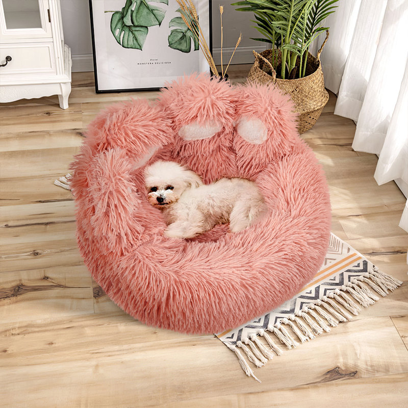 Creative Cute Bear Paw Dog and Cat Bed, Pink, 20 cm H x 70 cm W x 70 cm D