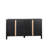 Black Freestanding Storage Cabinet with 4 Doors and 4 Open Shelves - Modern Sideboard Cabinet for Living Room, Office, Bedroom