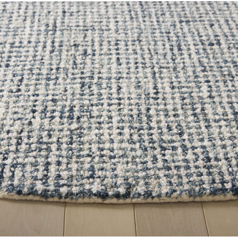 Martha Stewart Hand Tufted Wool Cotton Rug in Ivory/Blue, Round 6'