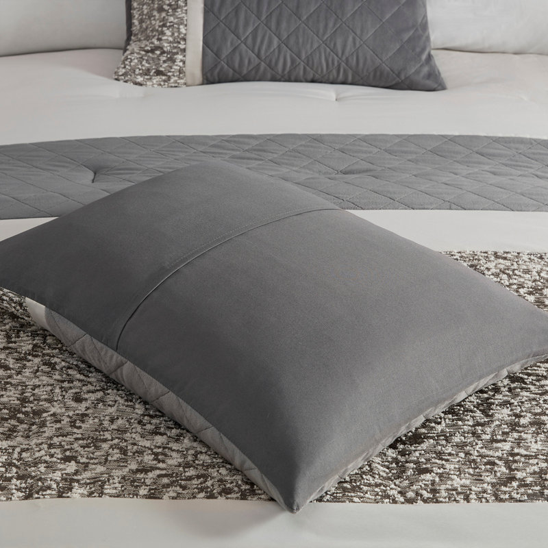 5 Piece Textured Jacquard Stripe Comforter Set With Throw Pillows, King Comforter