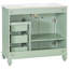 Meuble-lavabo de 36 po avec lavabo, meuble-lavabo avec tiroir rabattable, 3 tiroirs, 2 portes à fermeture en douceur, bois massif et bois aggloméré, quincaillerie dorée élégante-699068538-700940220-699068485