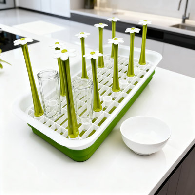 Vertical Bottle Drying Rack For Countertop, Removable Dish Rack Organizer For Drinking Glasses, Insulated Mugs, Baby Bottles, Sports Bottles, Wine Glasses, Tumblers And Plastic Bags