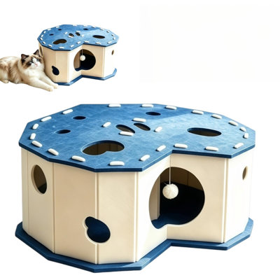 Tunnel pour chat en feutre de 23,62 po de largeur, lit pour chat et tunnel pour chat Peekaboo, grattoir en feutre pour chat avec trous de couette, cachette intérieure confortable pour les grands chats et chatons dans le salon, la chambre à coucher et le