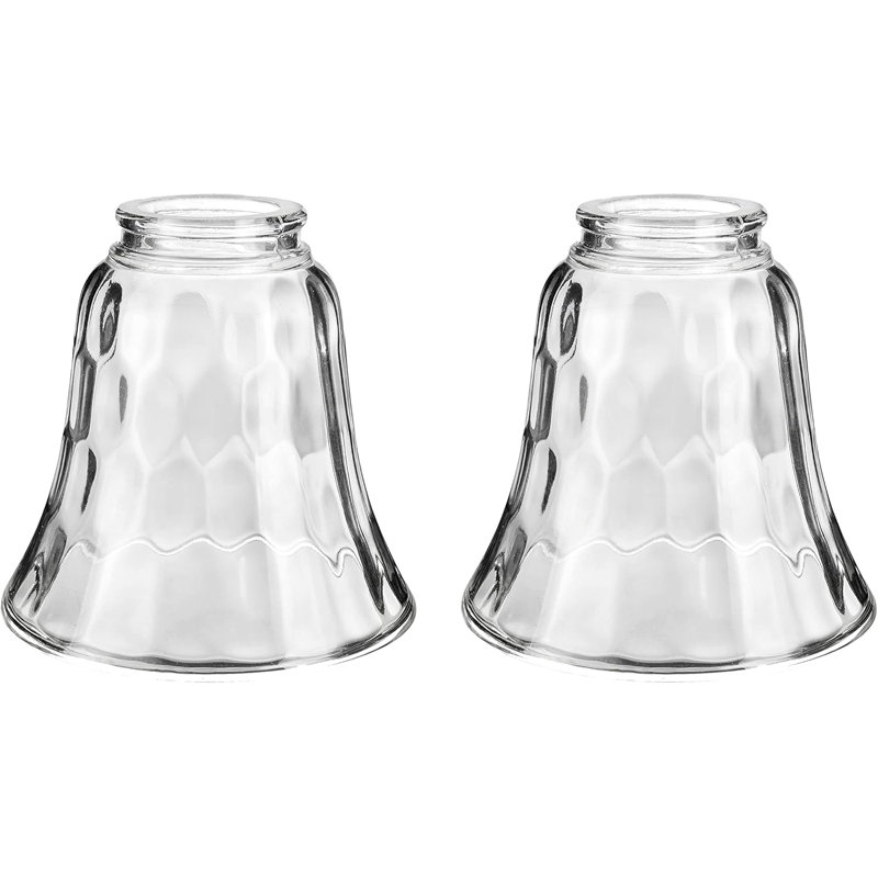 #23041-2 Transitional Clear & Hammered Ceiling Fan Replacement Glass Shade, 2-1/8" Fitter, 4-3/4" Diameter x 4-3/4" Height, 2 Pack