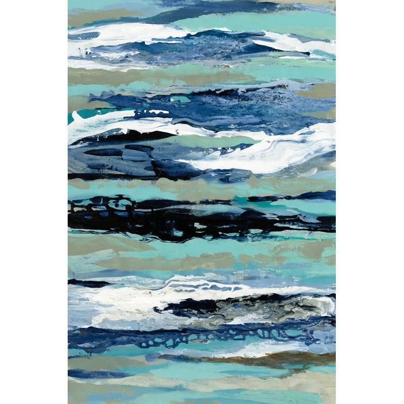 «Coastal Sea Foam I» par Silvia Vassileva, reproduction sur toile tendue, H 18 po x l 12 po, Cadre simple noir, Non