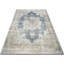 Tapis beige / bleu en laine noué à la main de conception unique 6 pi 11 po x 10 pi 3 po années 1960