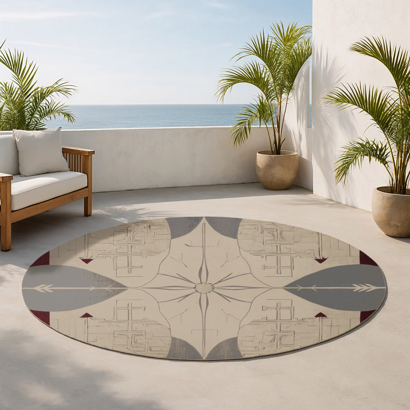 Tapis intérieur et extérieur Elegant Fractures, Rond 5 pi