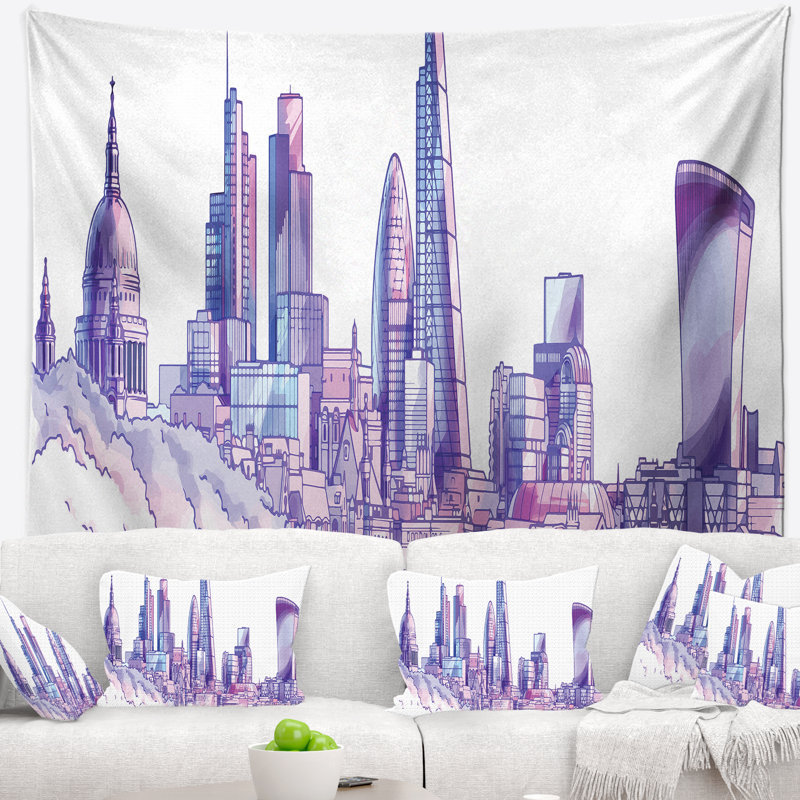 Tapisserie de l'horizon de londres cityscape, H 32 po x l 39 po