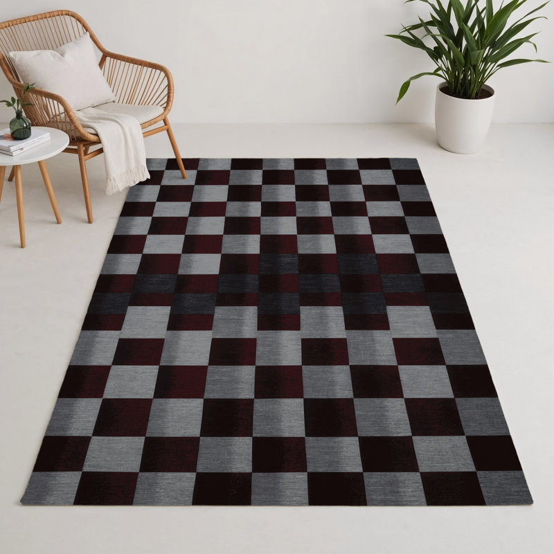 Tapis d'intérieur et d'extérieur à carreaux brun, Rectangulaire 3 pi x 5 pi