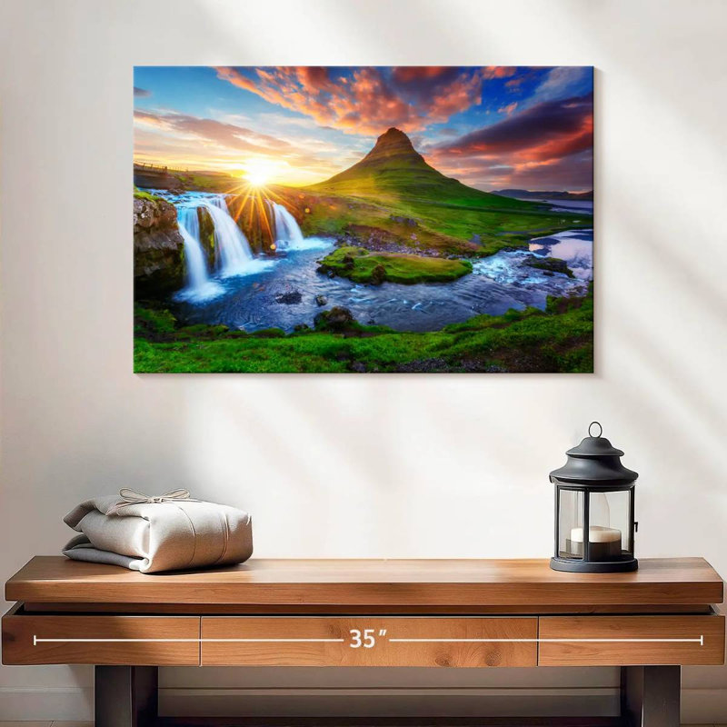 Paysage de cascade Alvord Kirkjufell, H 16 po x l 24 po