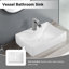 Lavabo vasque carré en céramique sculpté de comptoir de H 5,31 po d'Ultrawa, résistant aux taches, aux égratignures et aux fuites