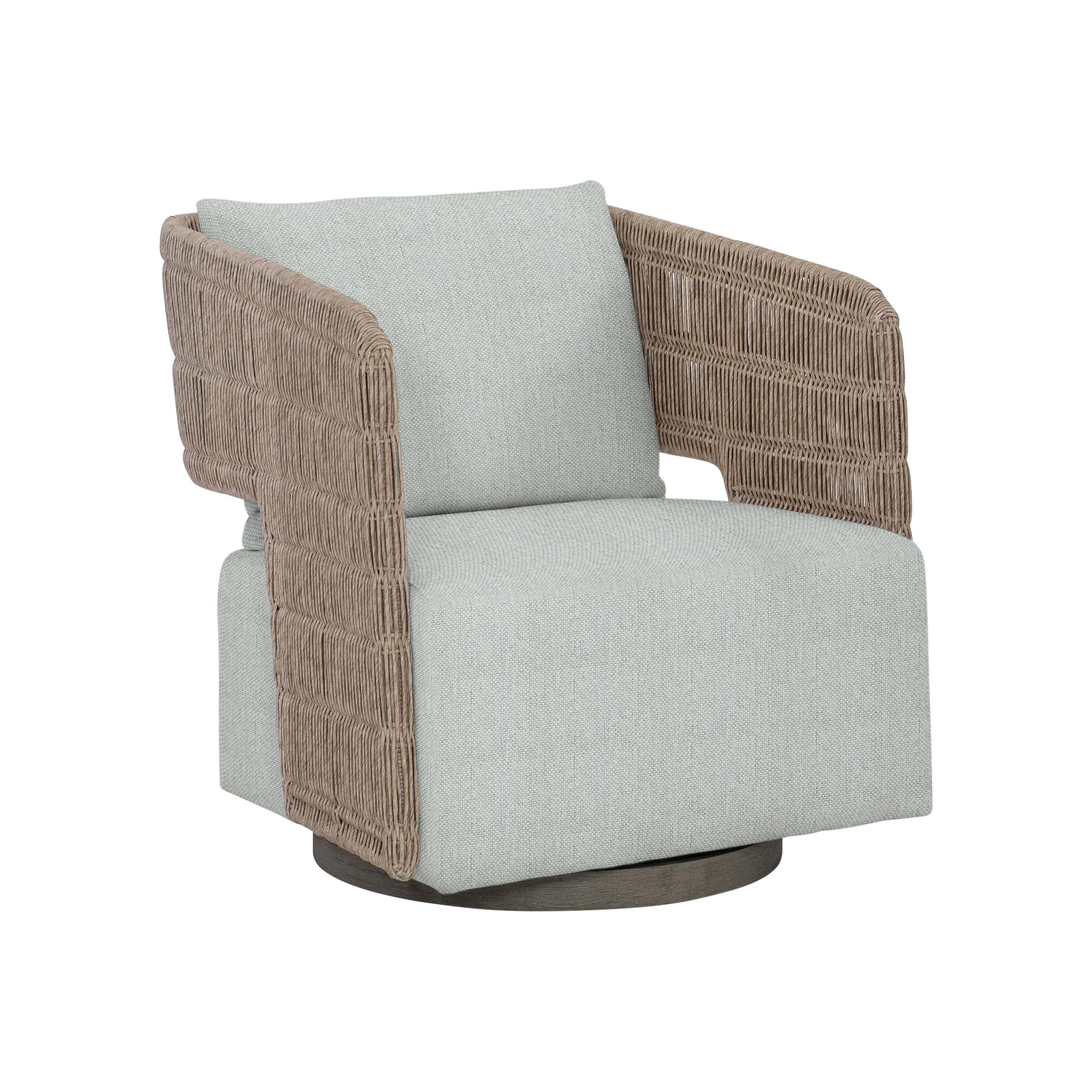 Maldives Swivel Patio Chair with Cushions, Light Grey Linen 6032-010