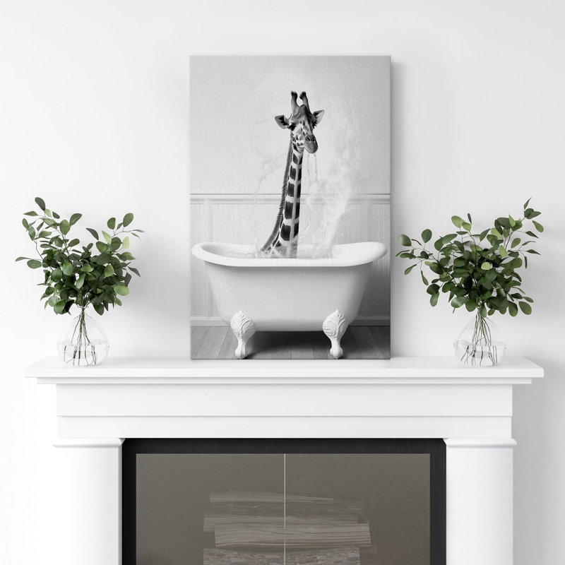 Animaux, décoration de salle de bain, baignoire girafe, H 18 po x l 12 po x P 1,5 po, Toile tendue