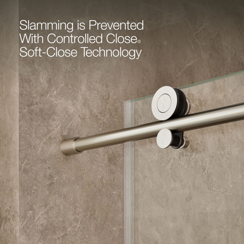 Composed Sliding Shower Door, 78 In. H X 44-1/8 - 47-7/8 In. W, With 3/8 In. Thick Crystal Clear Glass, Nickel