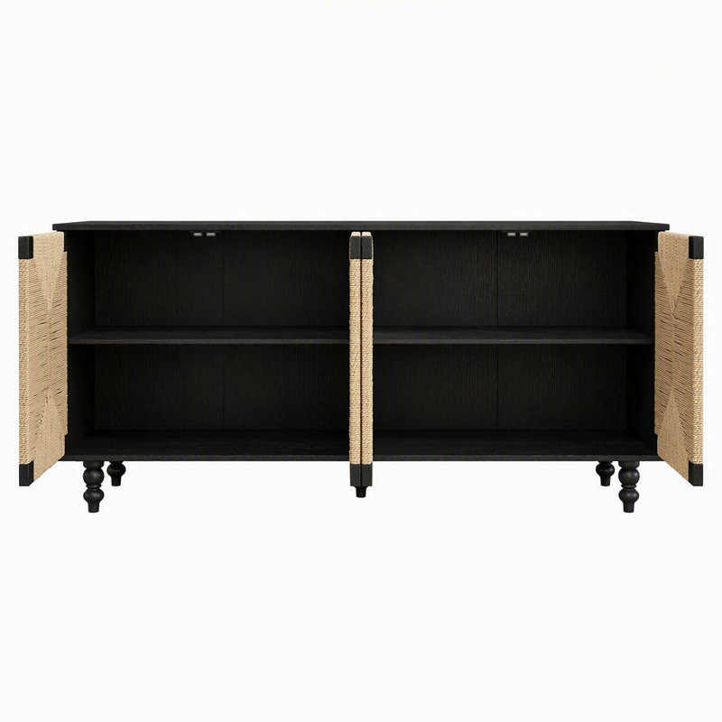 Buffet bahut en bois brossé et portes en ruppie maritime