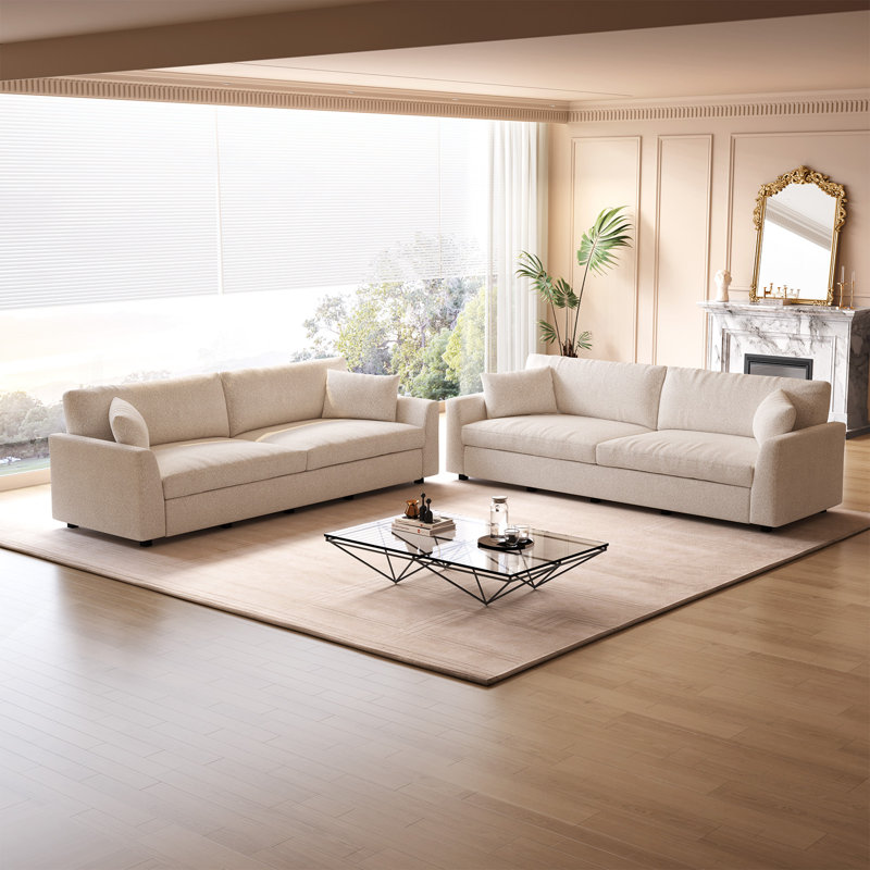 105" Polyester Loveseat Sofa,2 Seater Sofa With 2 Pillows,Sofa Couch,Modern Oversized Sofa For Living Room