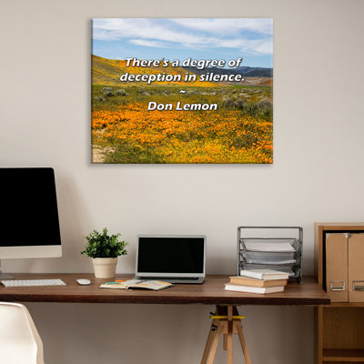Citation artistique «Il y a un certain degré de tromperie dans le silence». Toile tendue par Don Lemon Gallery