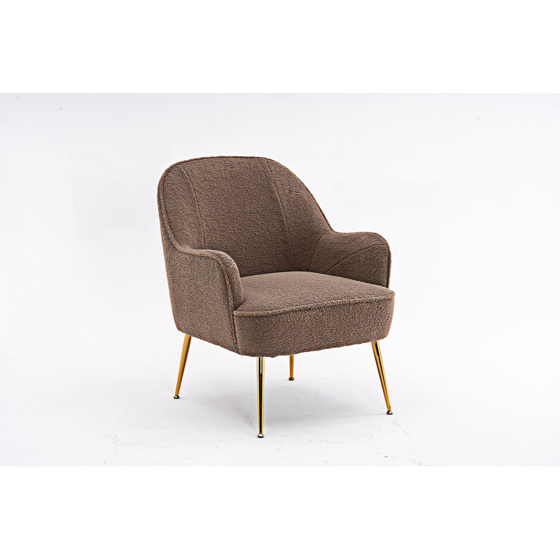 Chaise d'appoint rembourrée Maisee, Fausse fourrure brune