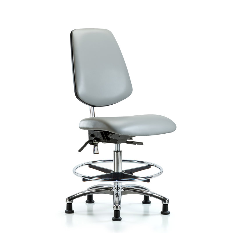 Miah Vinyl Drafting Chair, Casters, Dove, Included