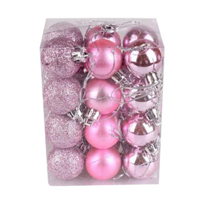 24 pièces de décorations d'arbre de Noël avec boules de poudre vives et pétillantes, boules de Noël en plastique et petits pendentifs
