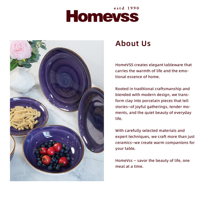 Service de table 16 pièces HomeVSS Highland, Tourbillon mauve